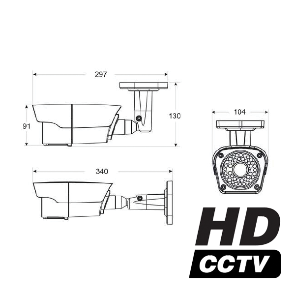 PN9-M2-V12IRH Уличная HD-SDI видеокамера 2Mp, 2.8-12мм с ИК (1080p)